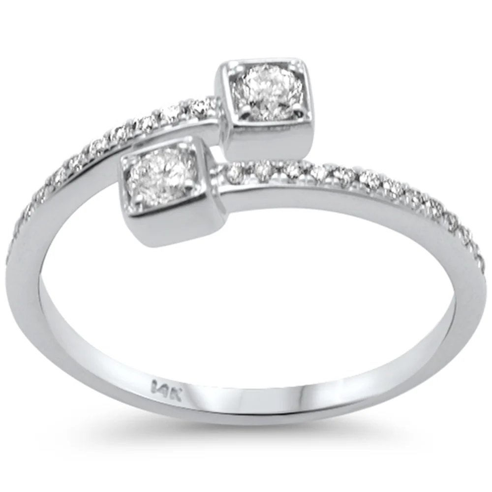 <span style="color:purple">SPECIAL!</span> .34ct G SI 14K White Gold Round Diamond Open Band Ring Size 6.5