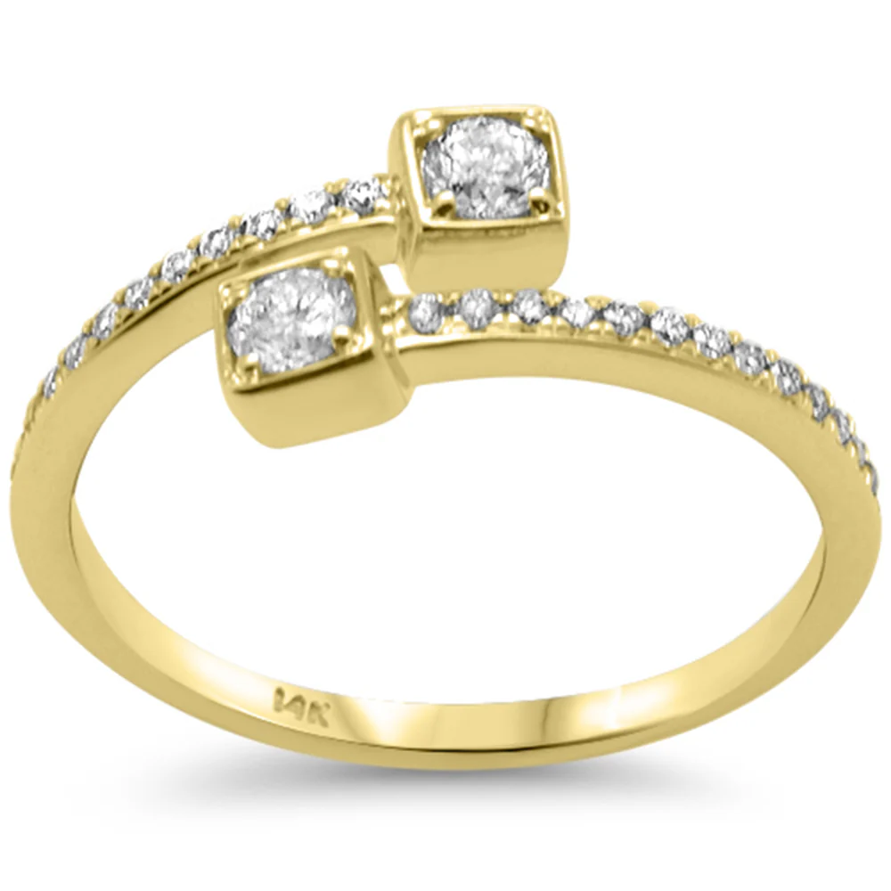 <span style="color:purple">SPECIAL!</span> .35ct G SI 14K Yellow Gold Round Diamond Open Band Ring Size 6.5