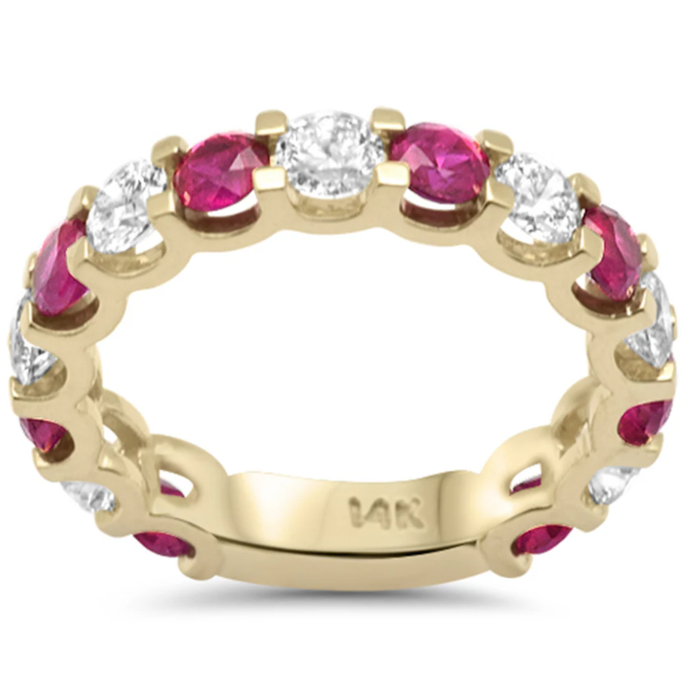 1.37ct,1.83ct G SI 14K Yellow Gold Diamond Ruby Ring Size 7