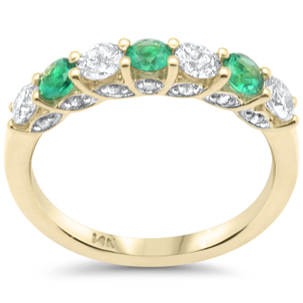 <span style="color:purple">SPECIAL!</span> .90ct G SI 14K Yellow Gold Diamond Emerald Ring Size 6.5