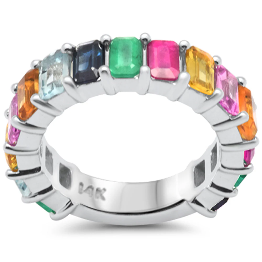 <span style="color:purple">SPECIAL!</span> 4.49ct G SI 14K White Gold Diamond Multi Color Ring Size 6.5