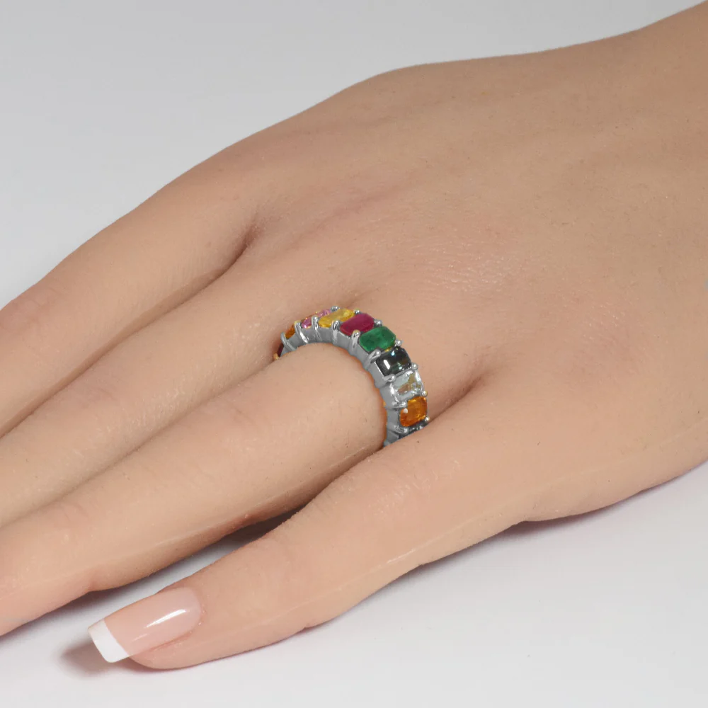 <span style="color:purple">SPECIAL!</span> 4.49ct G SI 14K White Gold Diamond Multi Color Ring Size 6.5 - Image 2