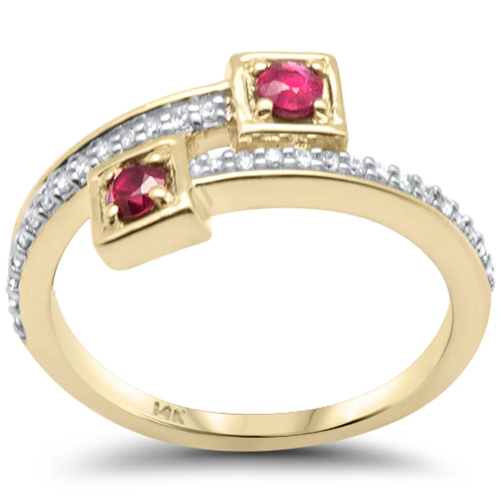<span style="color:purple">SPECIAL!</span> .14ct,.27ct G SI 14K Yellow Gold Diamond Ruby Ring Size 6.5