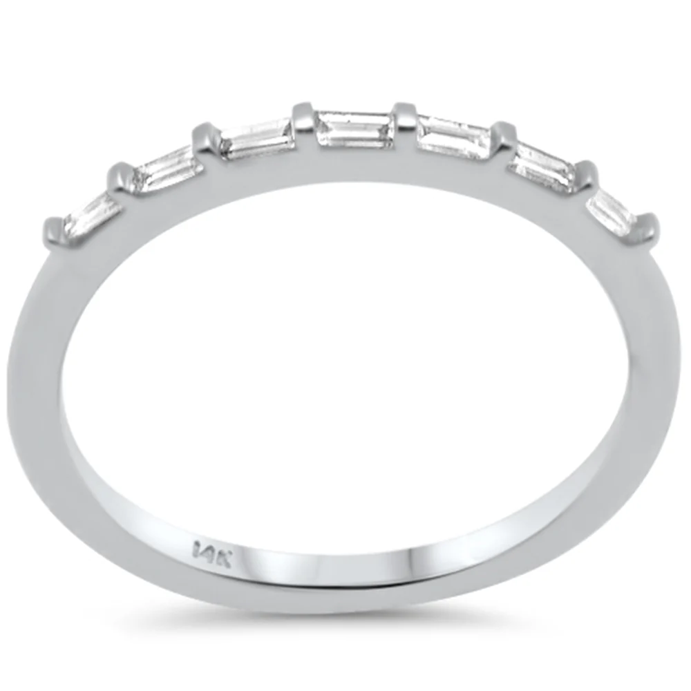<span style="color:purple">SPECIAL!</span> .18ct G SI 14K White Gold Baguette Diamond Petite Ring Size 6.5