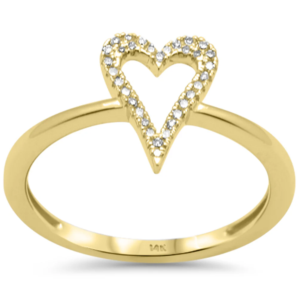 .10ct G SI 14K Yellow Gold Diamond Heart Band Ring Size 6.5