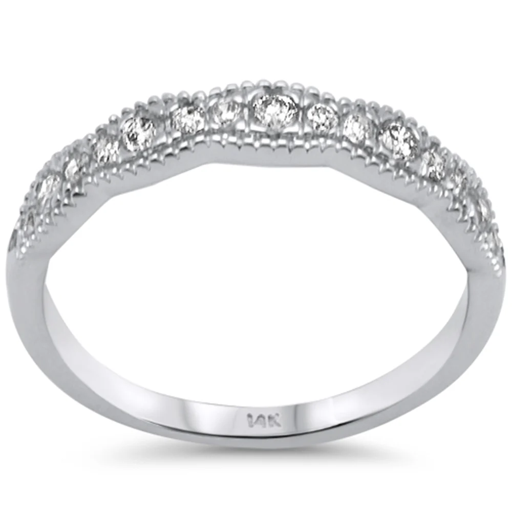<span style="color:purple">SPECIAL!</span> .32ct G SI 14K White Gold Diamond Milgrain Band Ring Size 6.5