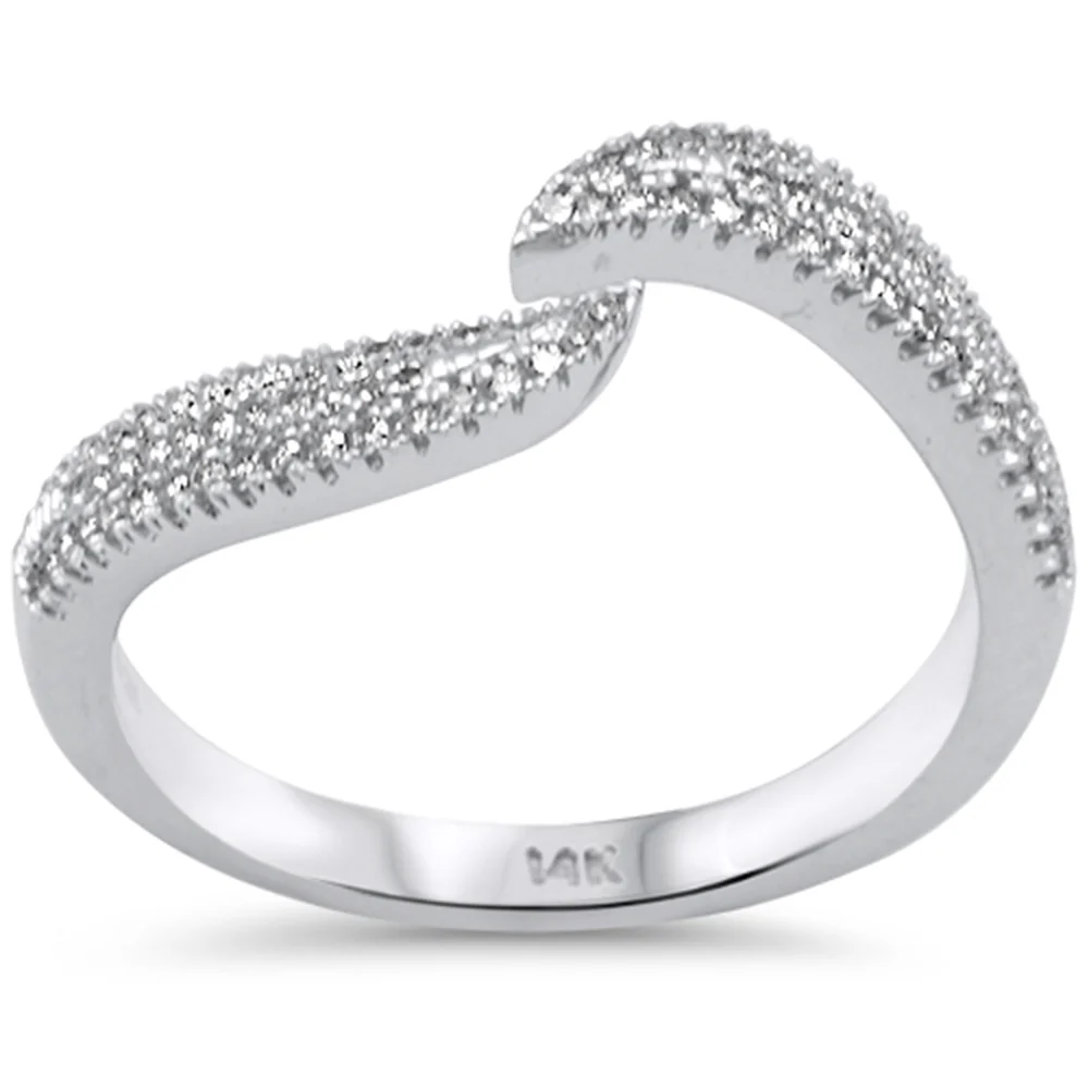 <span style="color:purple">SPECIAL!</span> .25ct G SI 14K White Gold Diamond Wrap Arround Band Ring Size 6.5