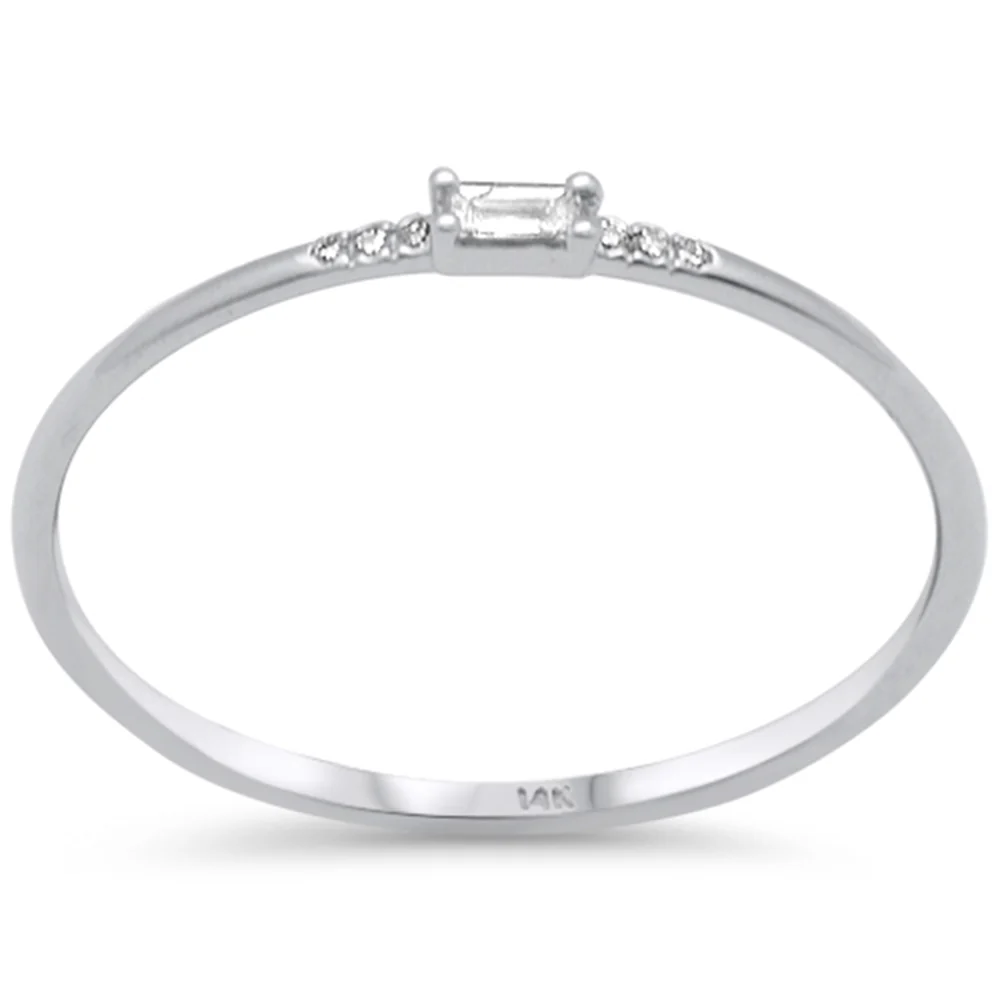 .06ct G SI 14K White Gold Baguette Diamond Band Ring Size 6.5