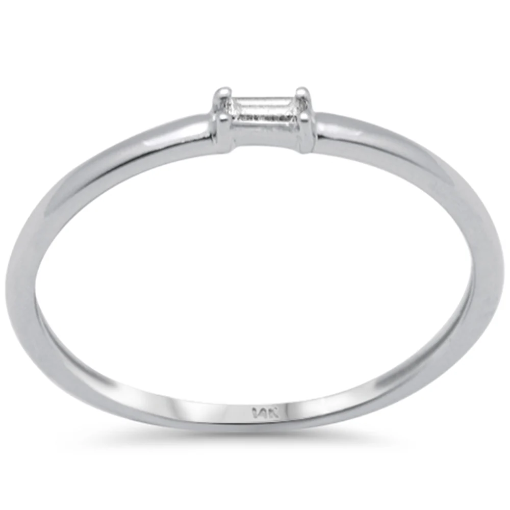.06ct G SI 14K White Gold Baguette Diamond Band Ring Size 6.5