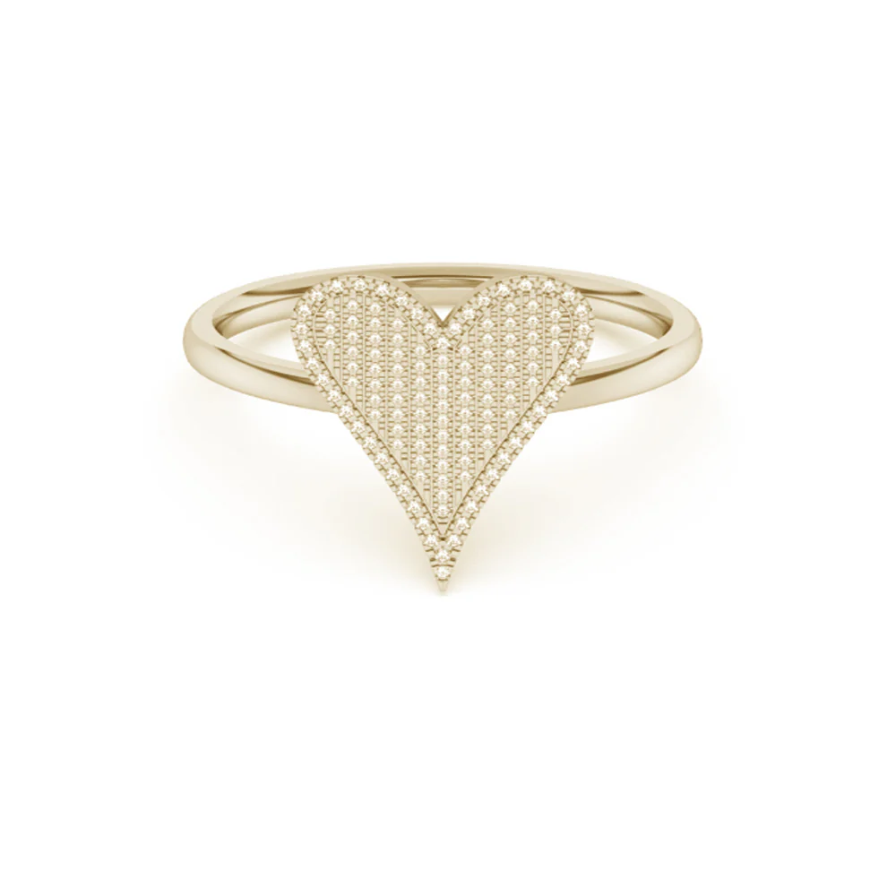 <span style="color:purple">SPECIAL!</span> .22ct G SI 14K Yellow Gold Diamond Heart Band Ring Size 6.5