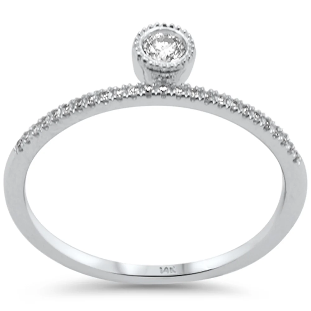.17ct G SI 14K White Gold Diamond Petite Solitaire Ring Size 6.5