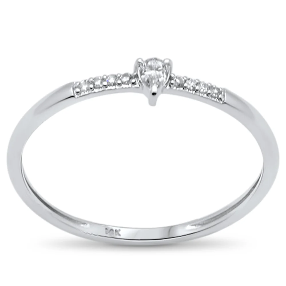 .10ct G SI 14K White Gold Diamond Petite Solitaire Ring Size 6.5