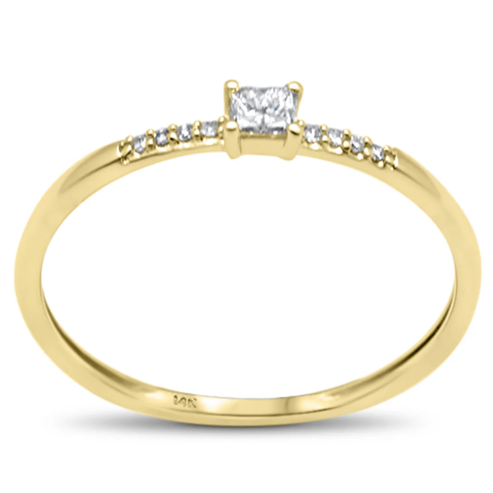 .10ct G SI 14K Yellow Gold Diamond Petite Solitaire Ring Size 6.5