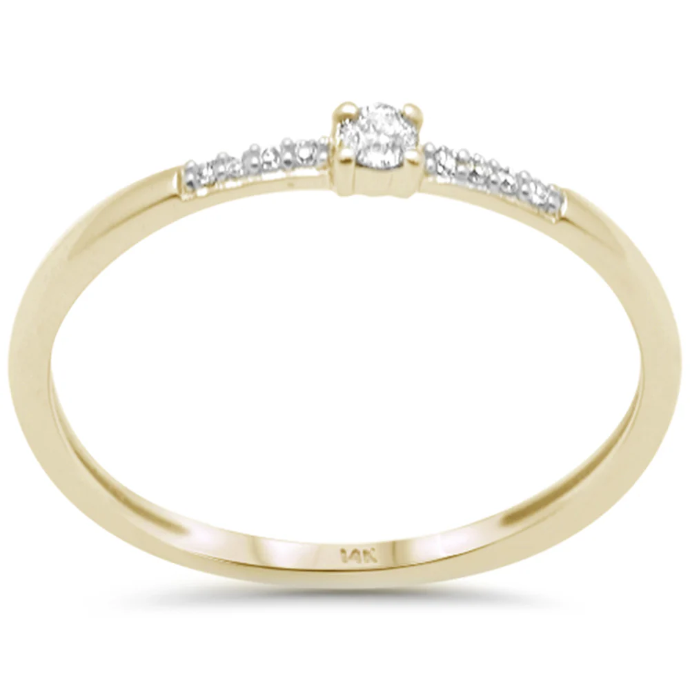 .08ct G SI 14K Yellow Gold Diamond Petite Band Ring Size 6.5