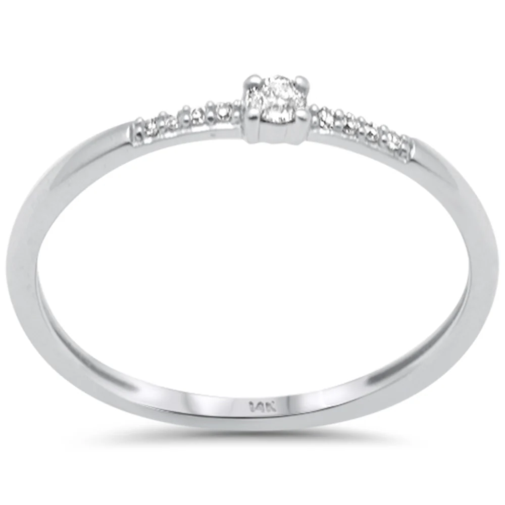 .08ct G SI 14K White Gold Diamond Petite Band Ring Size 6.5