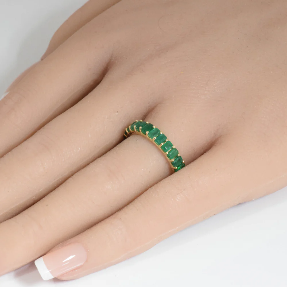 <span style="color:purple">SPECIAL!</span> 2.51ct G SI 14K Yellow Gold Emerald Gemstone Band Ring Size 6.5 - Image 2