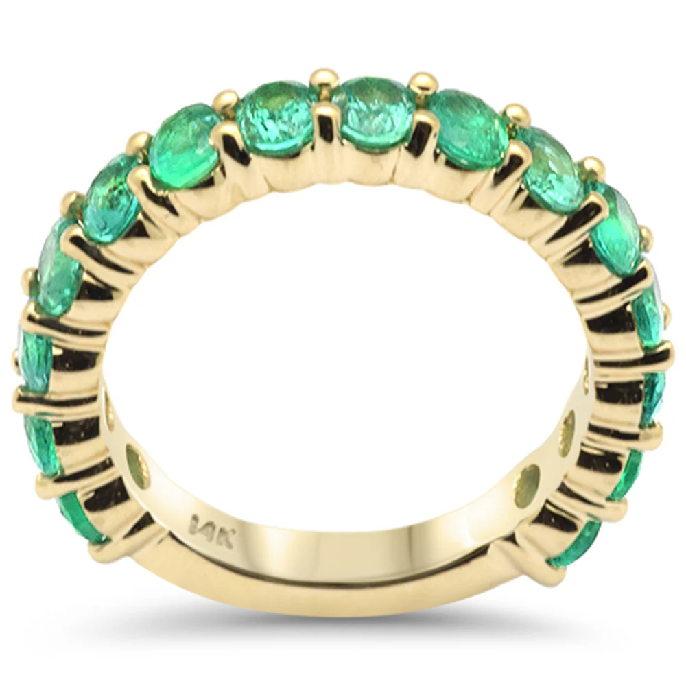 <span style="color:purple">SPECIAL!</span> 2.14ct G SI 14K Yellow Gold  Emerald Gemstone Band Ring Size 6.5