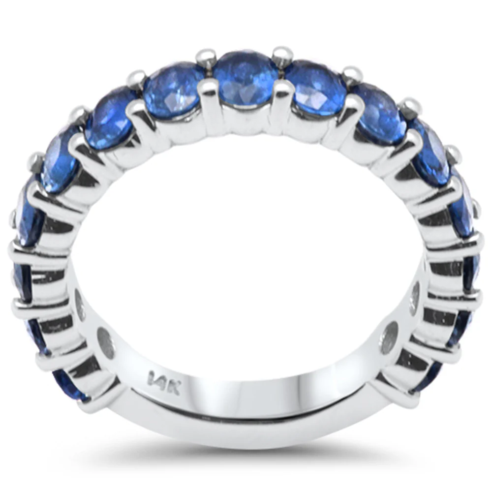 <span style="color:purple">SPECIAL!</span> 3.10ct G SI 14K White Gold Blue Sapphire Gemstone Band Ring Size 6.5