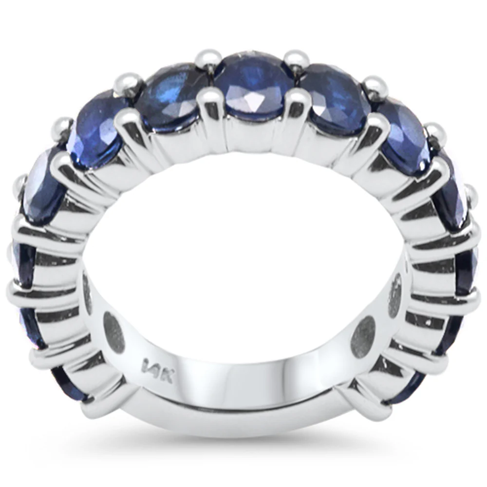 <span style="color:purple">SPECIAL!</span> 6.58ct G SI 14K White Gold Blue Sapphire Gemstone Band Ring Size 6.5