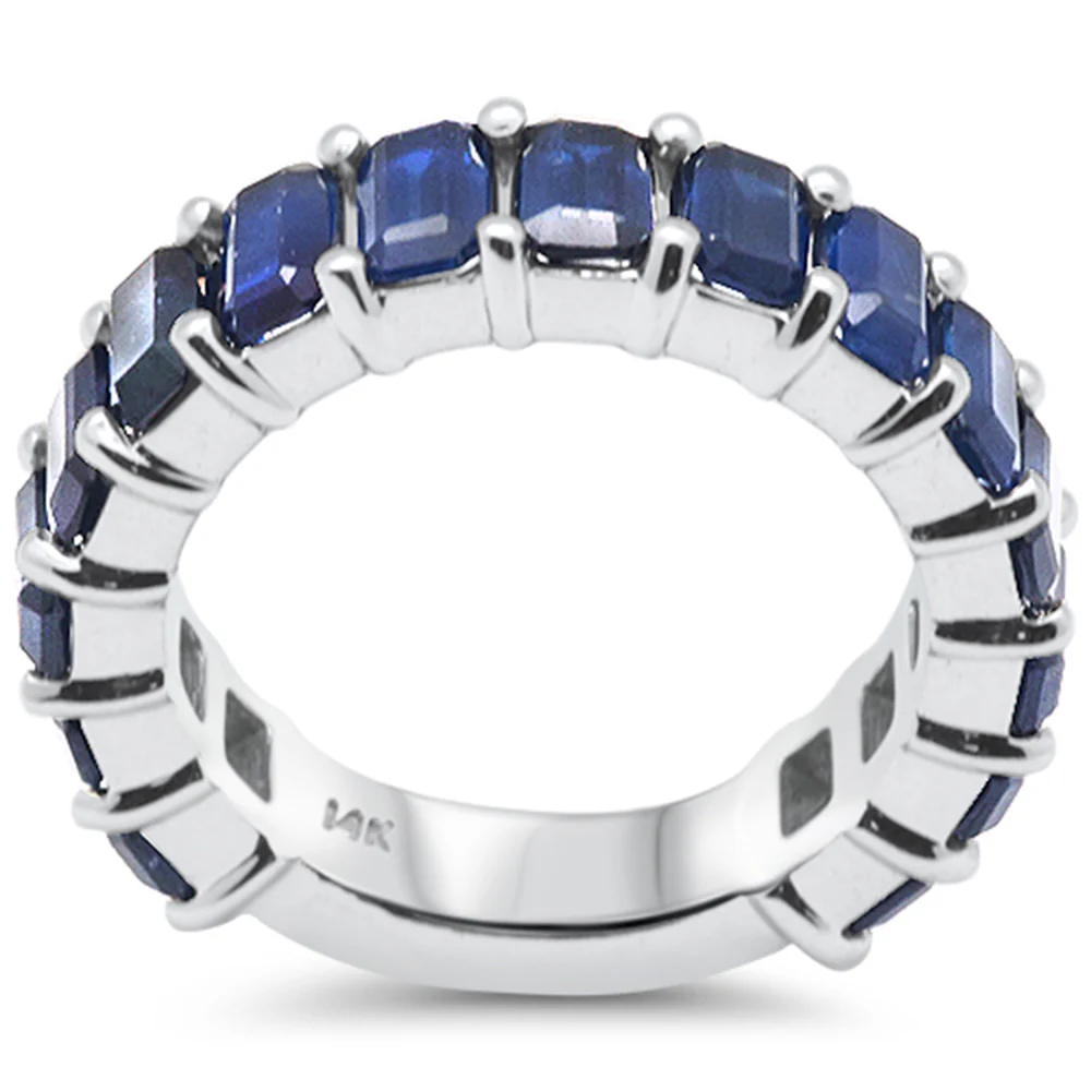 <span style="color:purple">SPECIAL!</span> 4.98ct G SI 14K White Gold Blue Sapphire Gemstone Band Ring Size 6.5