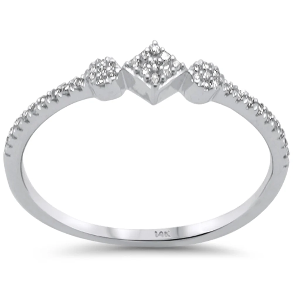 .13ct G SI 14K White Gold Diamond Petite Band Ring Size 6.5