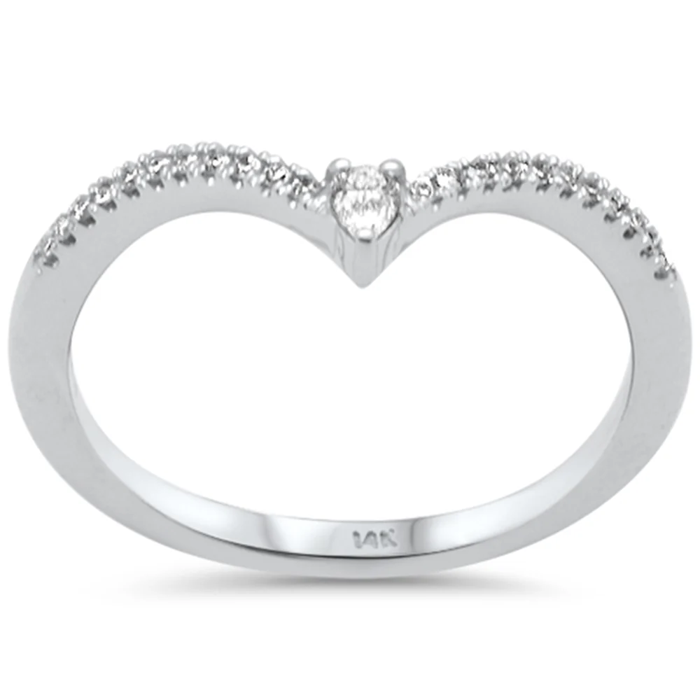 .14ct G SI 14K White Gold Diamond Petite Band Ring Size 6.5