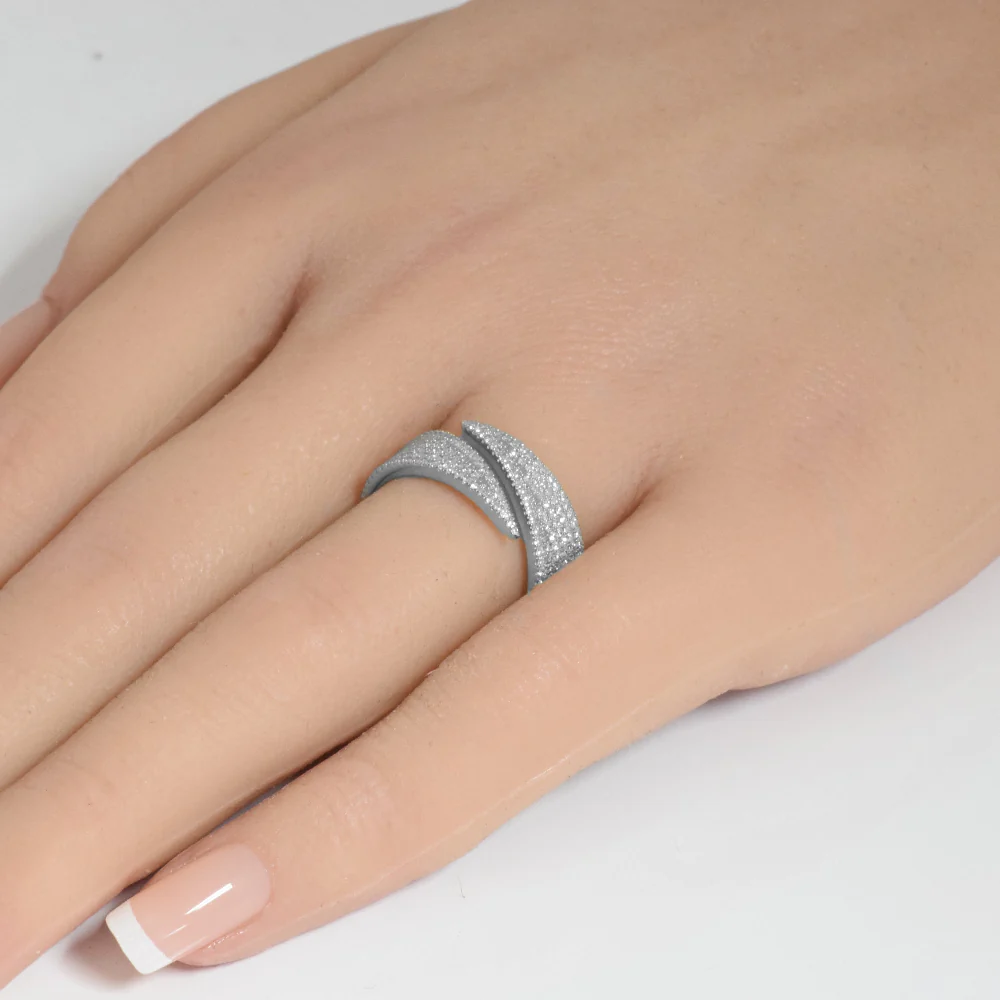 <span style="color:purple">SPECIAL!</span> .62ct G SI 14K White Gold Diamond Wrap Arround Band Ring Size 6.5 - Image 2