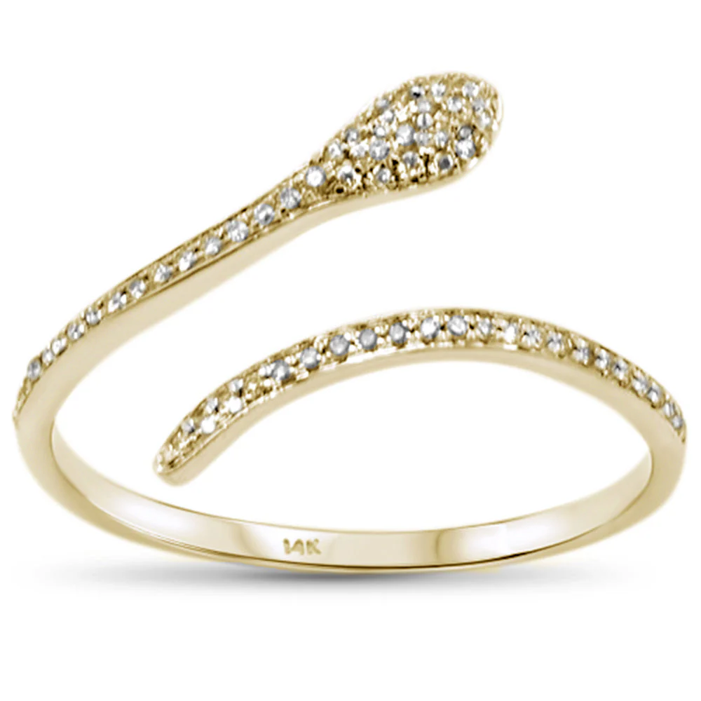 <span style="color:purple">SPECIAL!</span>.12ct 14KT Yellow Gold Snake Serpent Trendy Wrap around Diamond Ring