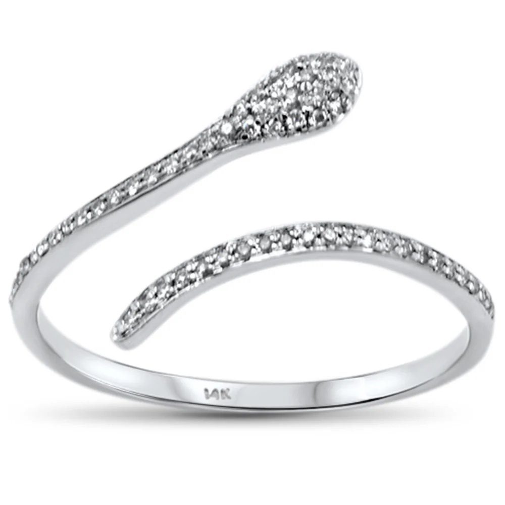 <span style="color:purple">SPECIAL!</span>.15ct 14KT White Gold Snake Serpent Trendy Wrap around Diamond Ring