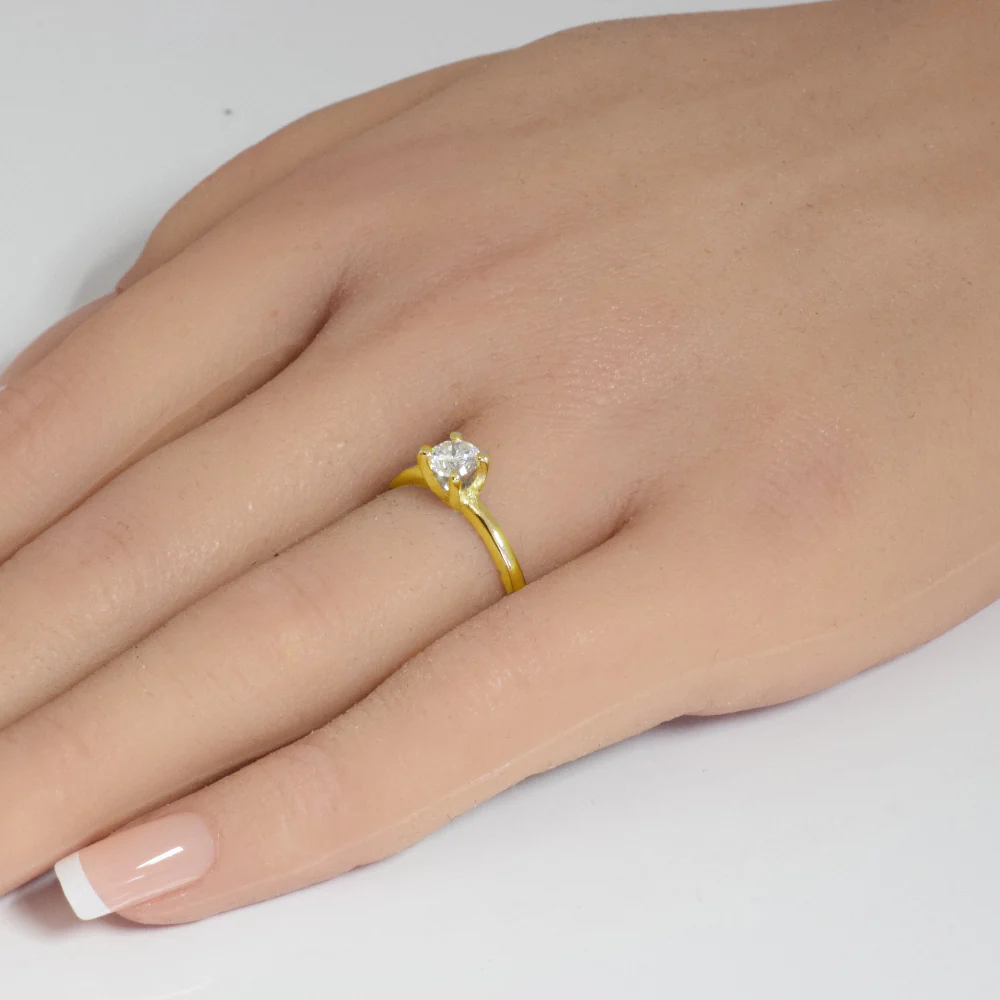 <span style="color:purple">SPECIAL!</span> .50ct G SI 14K Yellow Gold Round Diamond Solitaire Ring Size 6.5 - Image 2