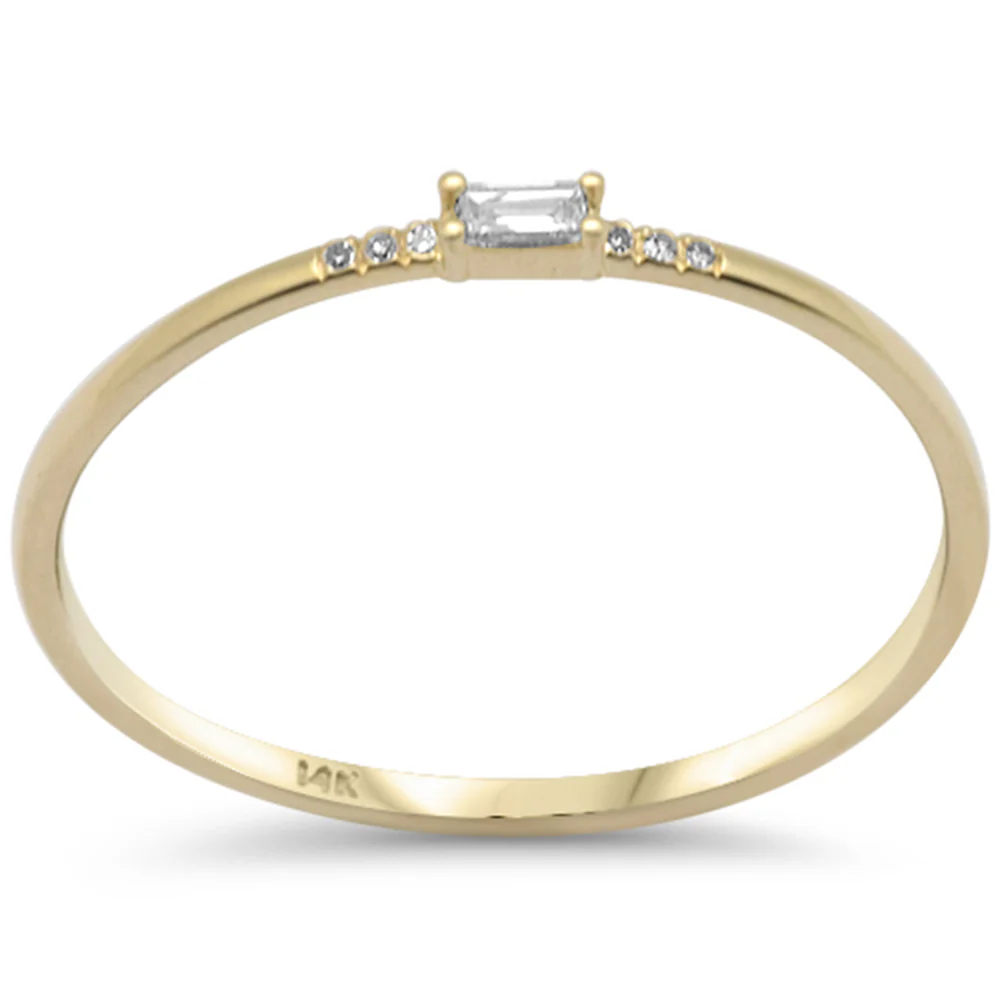 .06ct G SI 14K Yellow Gold Diamond Baguette & Round Thin Band Ring Size 6.5