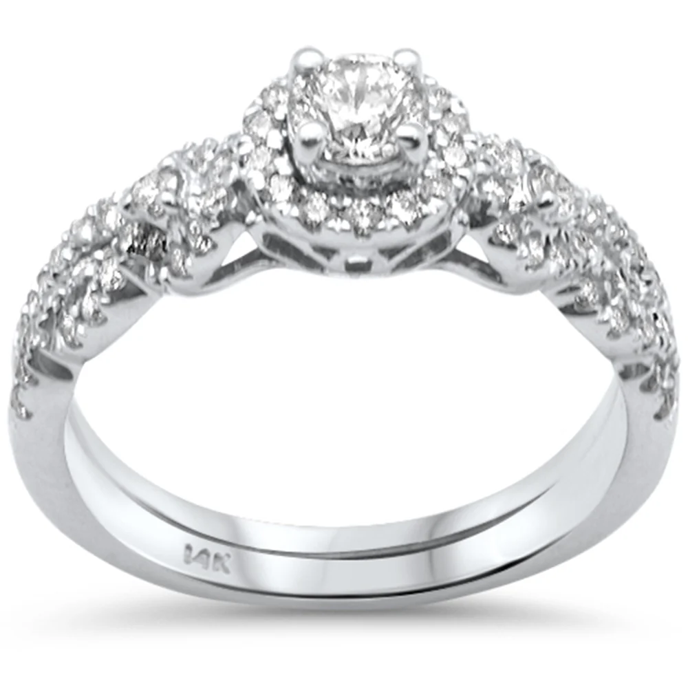 <span style="color:purple">SPECIAL!</span> .75ct G SI 14K White Gold Round Diamond Infinity Style Engagement Ring Set Size 6.5