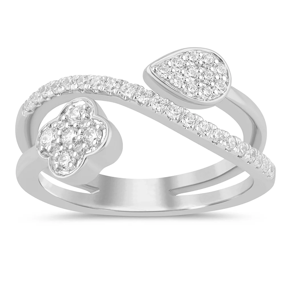 <span style="color:purple">SPECIAL!</span> .38ct G SI 14K White Gold Diamond Wrap Around Band Ring Size 6.5