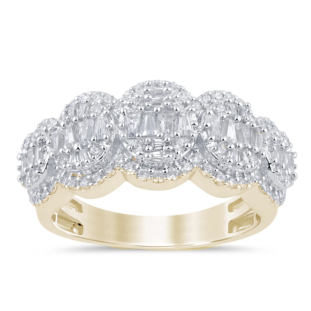 <span>DIAMOND CLOSEOUT! </span>.82ct G SI 14K Yellow Gold Round & Baguette Diamond Band Ring Size 6.5
