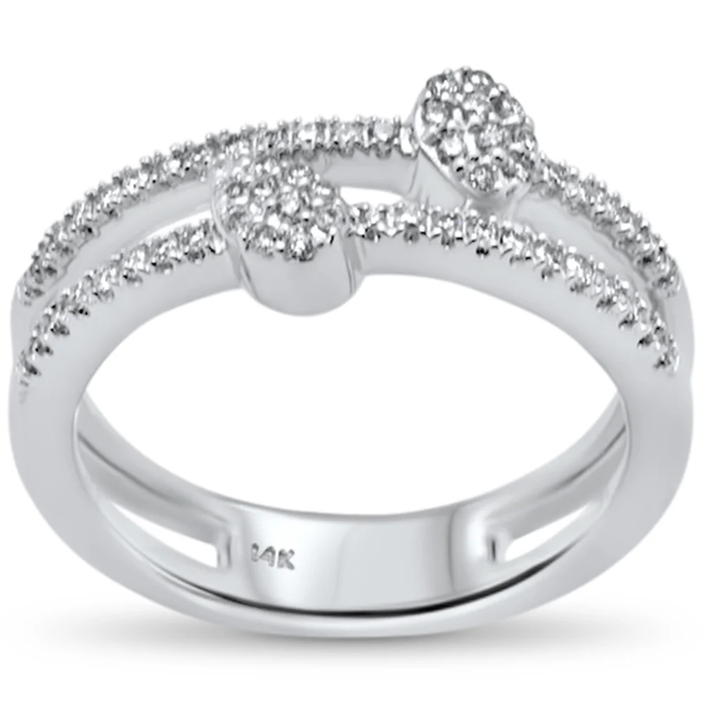 <span style="color:purple">SPECIAL!</span>.27ct G SI 14K White Gold Diamond Double Band Style Band Ring Size 6.5