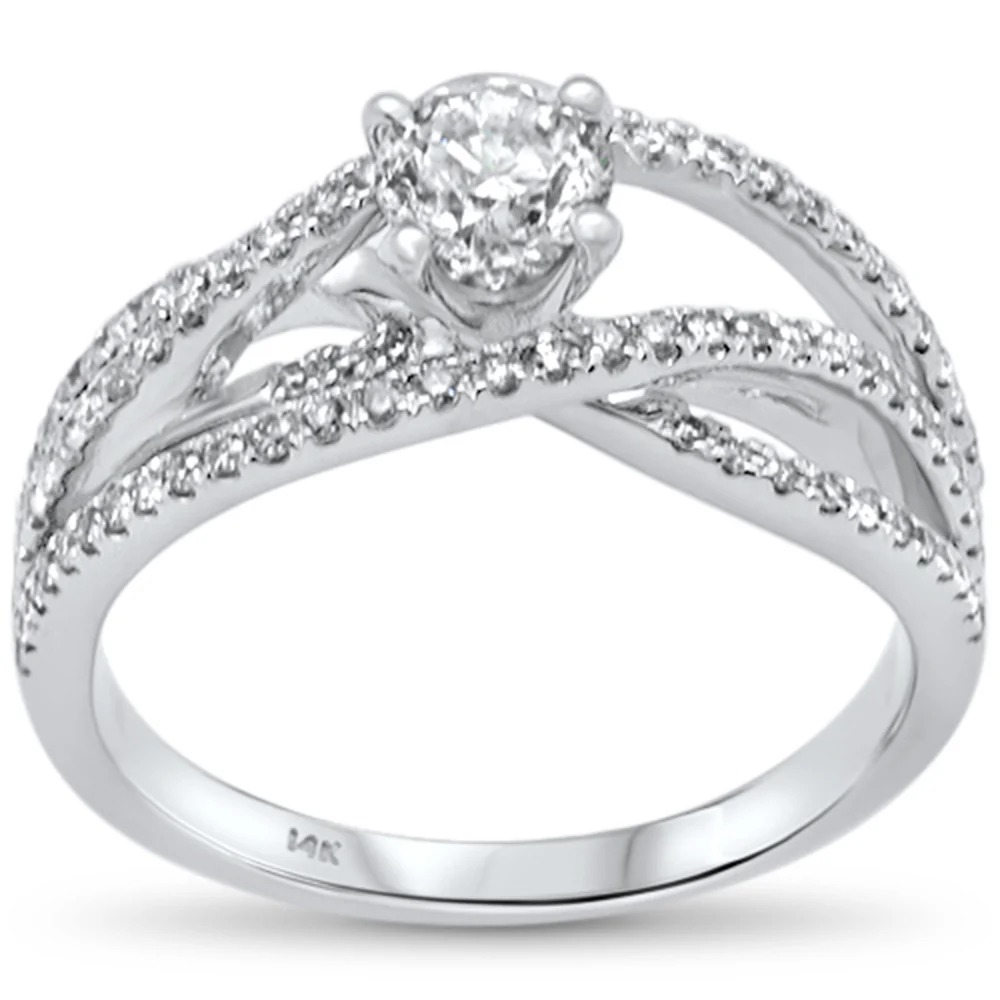 <span style="color:purple">SPECIAL!</span> .86ct G SI 14K White Gold Diamond Wrap Around Engagement Ring Size 6.5