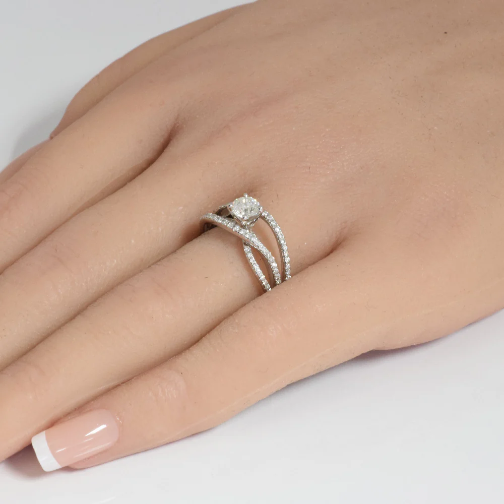 <span style="color:purple">SPECIAL!</span> .86ct G SI 14K White Gold Diamond Wrap Around Engagement Ring Size 6.5 - Image 2