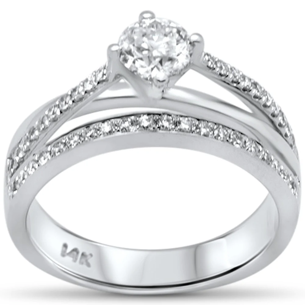 <span style="color:purple">SPECIAL!</span> .79ct G SI 14K White Gold Diamond Round Shape Center Stone Engagement Ring Size 6.5