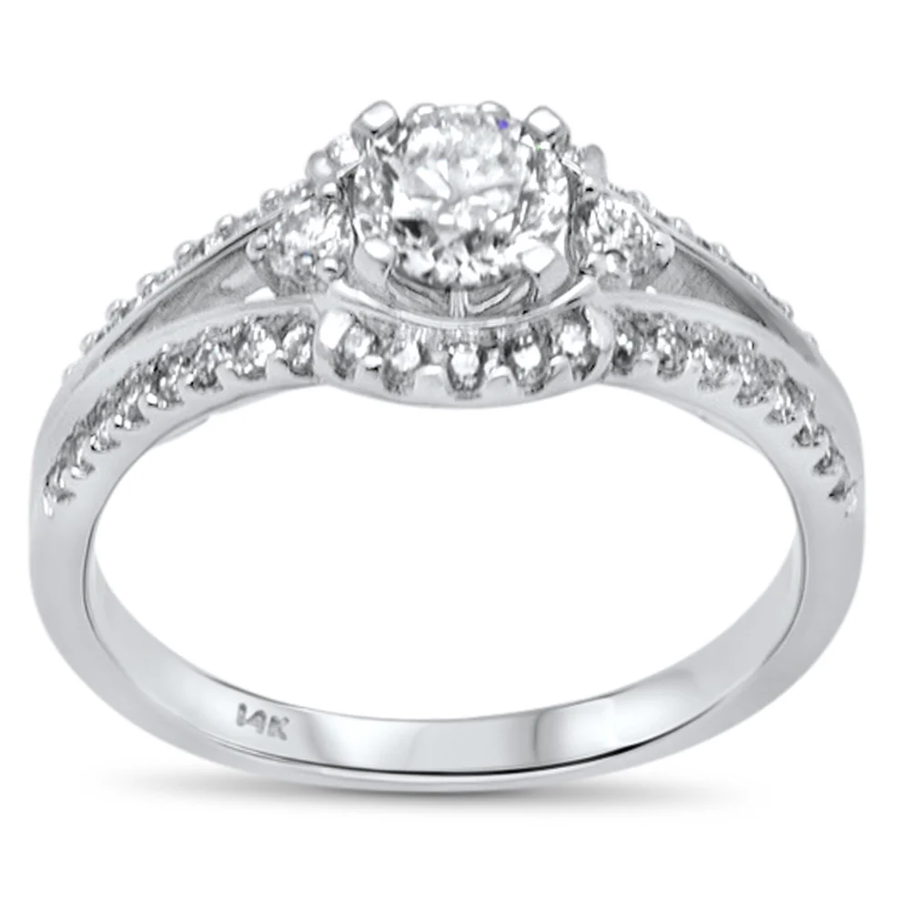 <span style="color:purple">SPECIAL!</span> .91ct G SI 14K White Gold Round Diamond Engagement Ring Size 6.5
