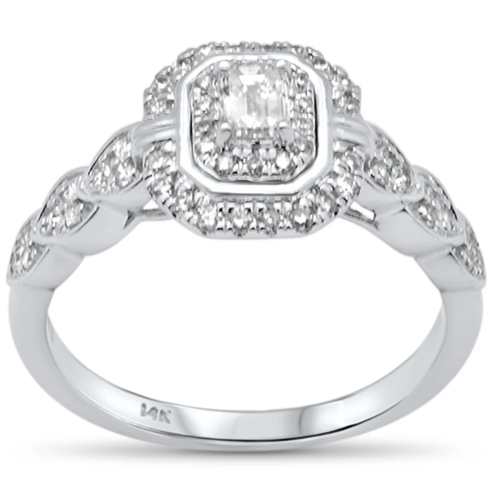 <span style="color:purple">SPECIAL!</span> .51ct G SI 14K White Gold Emerald Cut Diamond Engagement Ring Size 6.5