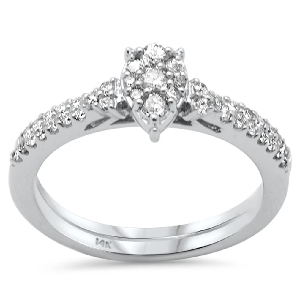 <span style="color:purple">SPECIAL!</span>.40ct G SI 14K White Gold Diamond Pear Shape Engagement Ring Size 6.5