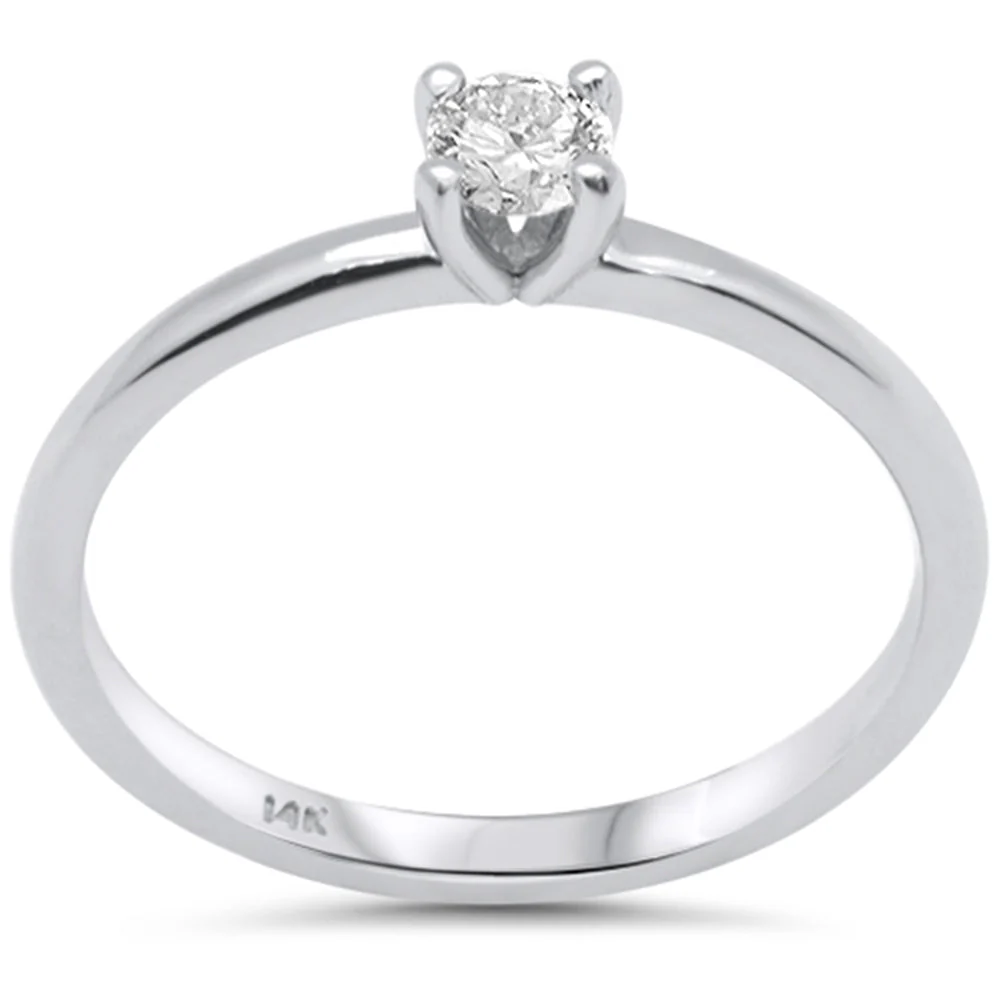 <span style="color:purple">SPECIAL!</span> .33ct G SI 14K White Gold Round Diamond Solitaire Ring Size 6.5
