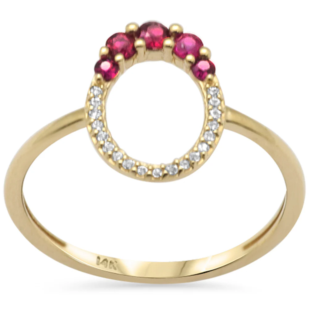 .22ct G SI 14K Yellow Gold Diamond & Ruby Gemstones Band Ring Size 6.5