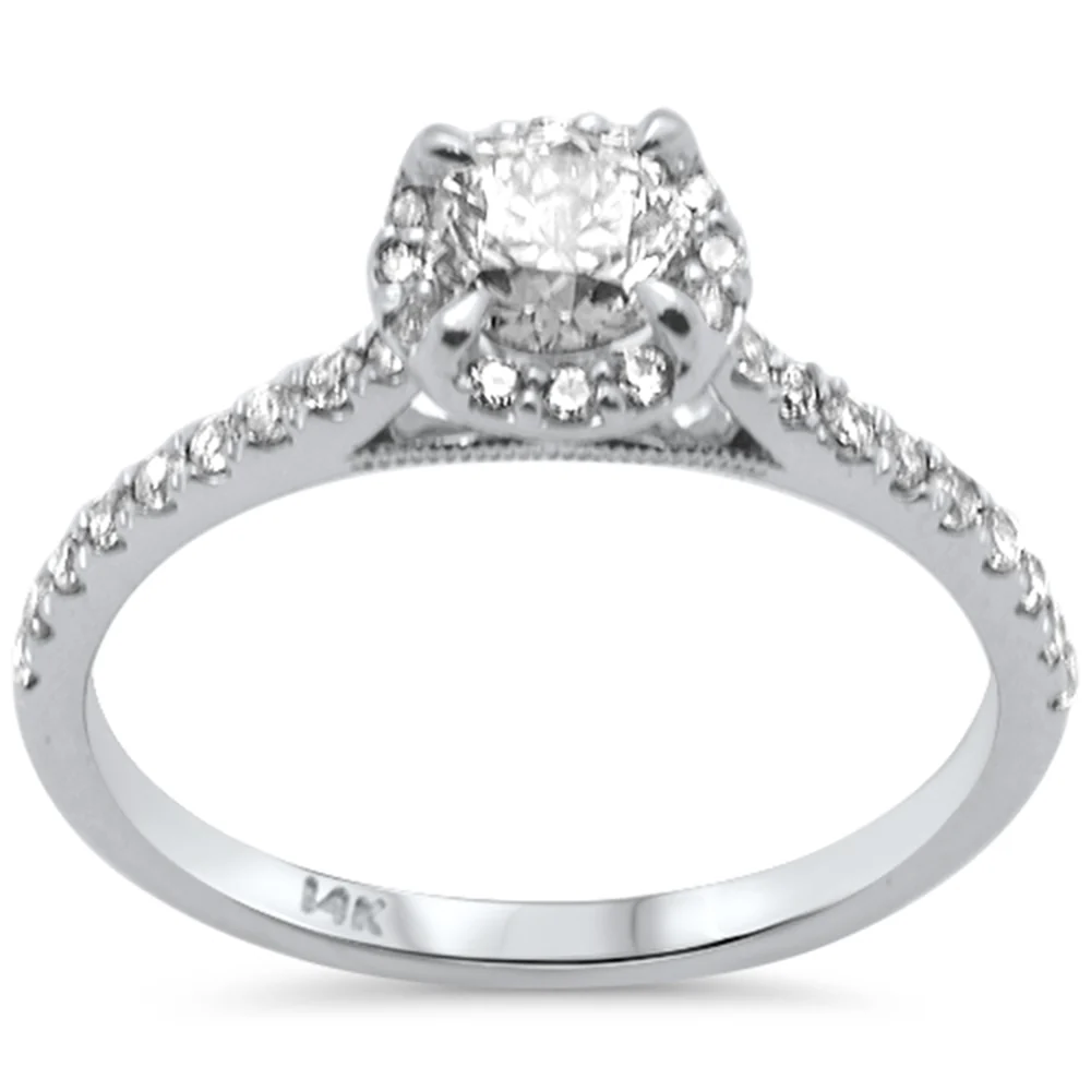 <span style="color:purple">SPECIAL!</span>.72ct G SI 14K Yellow Gold Diamond Halo Solitaire Engagement Ring Size 6.5
