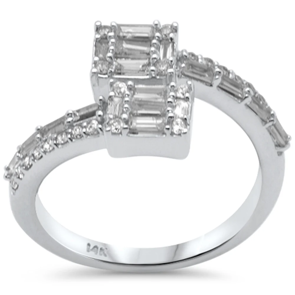 <span style="color:purple">SPECIAL!</span>.70ct G SI 14K White Gold Round & Baguette Diamond Wrap Around Band Ring Size 6.5