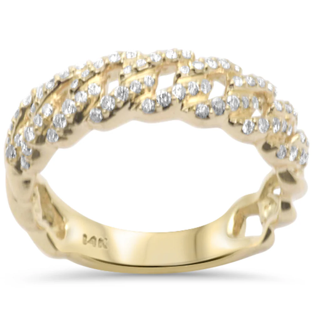 <span style="color:purple">SPECIAL!</span> .33ct G SI 14K Yellow Gold Diamond Cuban Band Ring Size 6.5