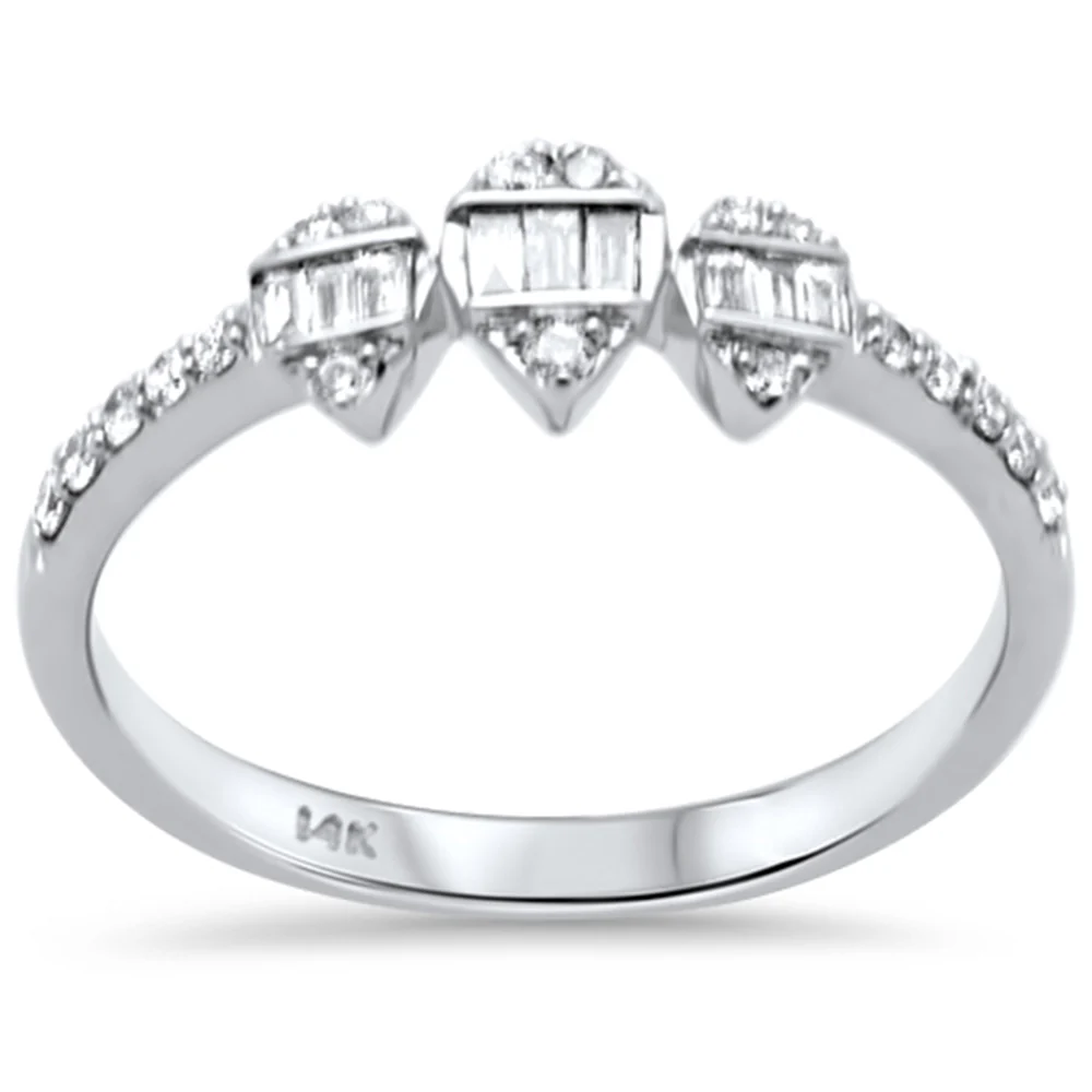 <span style="color:purple">SPECIAL!</span> .24ct G SI 14K White Gold Diamond Ring Band Size 6.5