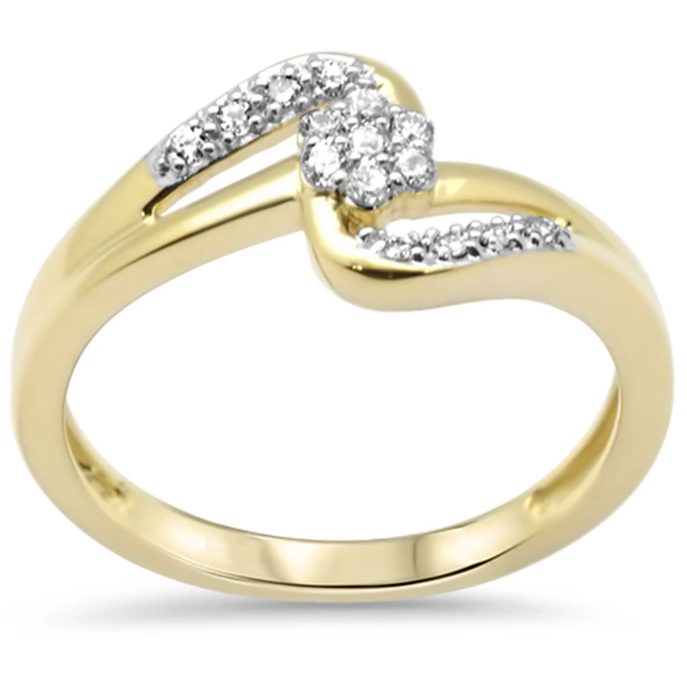 .15ct G SI 10K Yellow Gold Diamond Flower Band Ring Size 6.5
