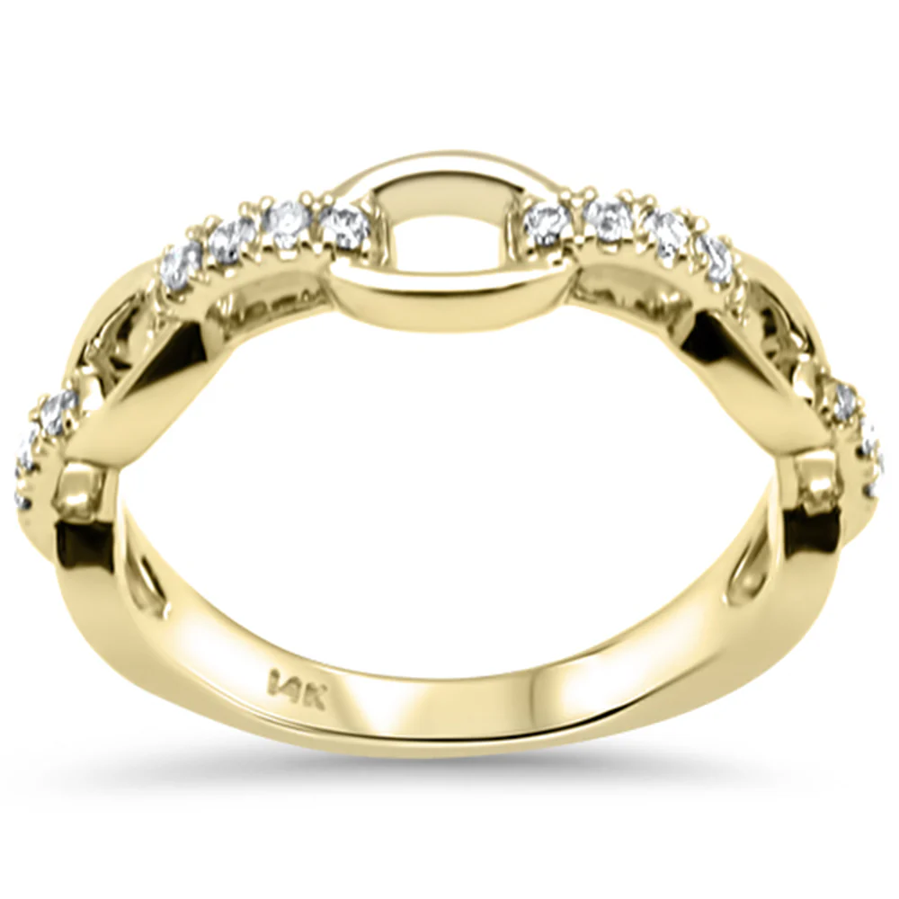 <span style="color:purple">SPECIAL!</span>.20ct G SI 14K Yellow Gold Diamond Link Band Ring Size 6.5