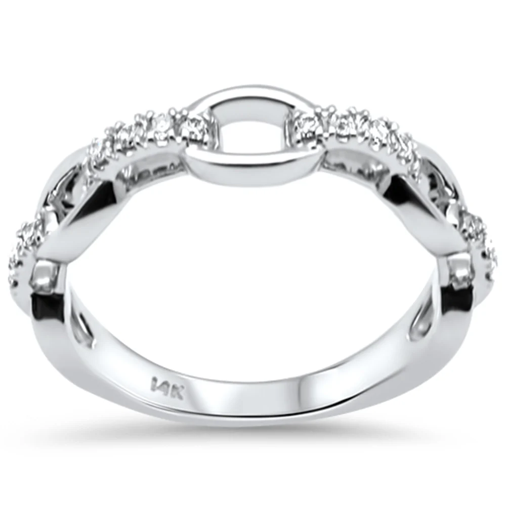 <span style="color:purple">SPECIAL!</span>.20ct G SI 14K White Gold Diamond Link Band Ring Size 6.5